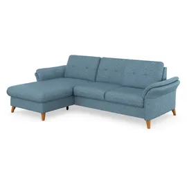 sit&more Ecksofa SIT & MORE "Göteborg", blau (eisblau), B:268cm H:90cm T:176cm, Sofas, Ecksofa, Sitztiefenverstellung und Federkern, wahlweise mit Bettfunktion
