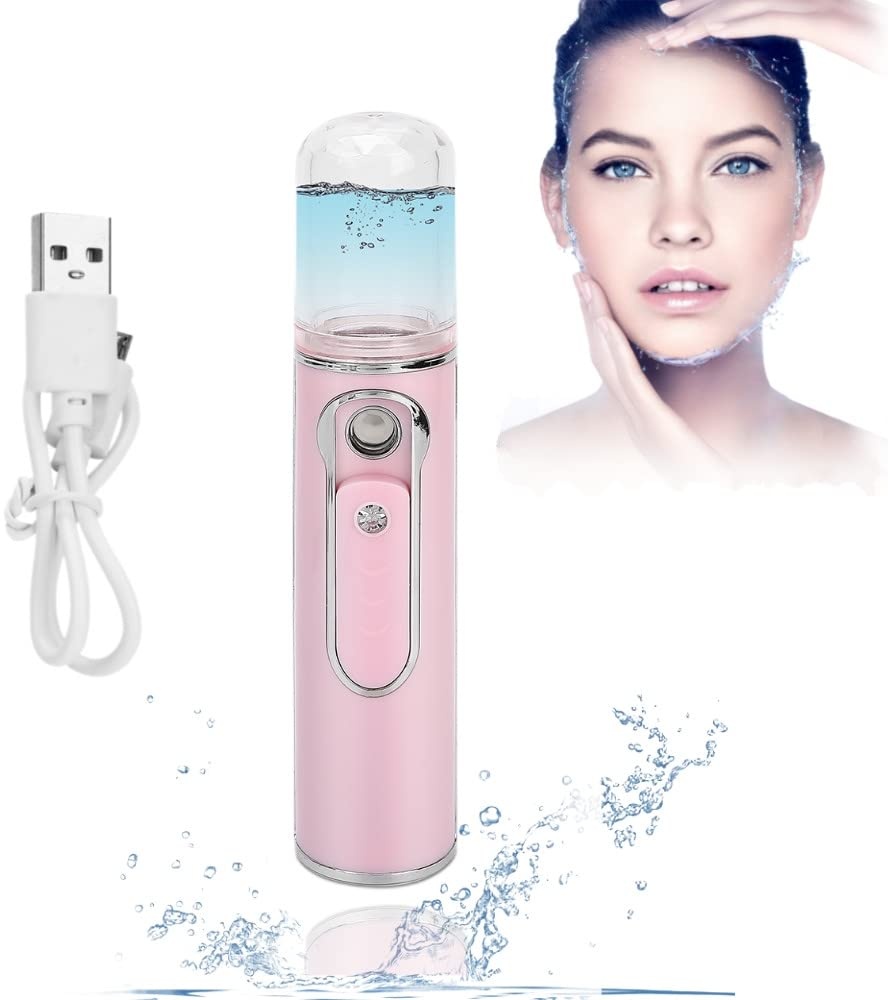 Nano Facial Mister Sprayer, Face Steamer, USB Wiederaufladbarer Gesichtsdampfer Mini Face Moisturizing Hydrating Spray Luftbefeuchter, Make-up, Zuhause und Reisen (rosa)