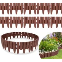 20 Stück Rasenkante Holzoptik Beeteinfassung Mähkante Beetumrandung Kunststoff für Garten, Wiese 5,6m Braun - Hengda