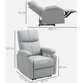 Homcom Relaxsessel, Fernsehsessel mit Liegefunktion, Gepolstert TV-Sessel mit Leinenoptik, Liegesessel mit Taschenfederkern, Ruhesessel bis 150 kg belastbar für Wohnzimmer, Sessel, Relaxsessel