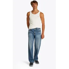 Tommy Hilfiger Tanktop TOMMY JEANS "TJM XSLIM 2PCK RIB TANK EXT", Herren, Gr. L, beige (ecru, ecru), Single Jersey, Obermaterial: 100% Baumwolle, slim fit, tiefer Rundhals, Tops Tanktop, mit gerippter Struktur