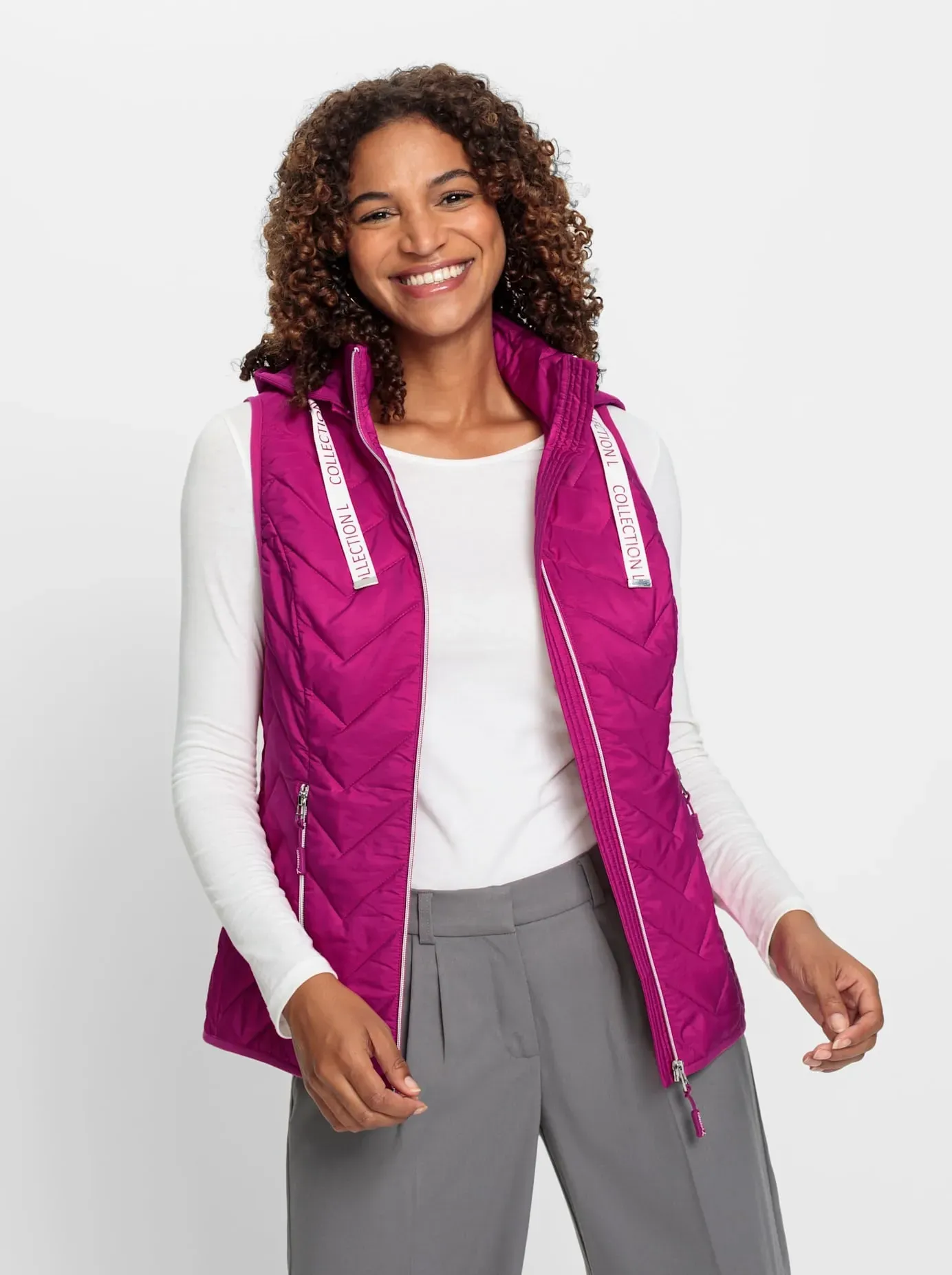 Steppweste CASUAL LOOKS, Damen, Gr. 40, pink (magenta), 100% Polyester, Wattierung:100% Polyester, unifarben, Westen Steppweste