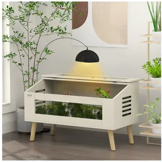 PawHut Terrarium Reptil Fütterungsbox mit Lüftungsgitter, Reptilienzuchtbox für Amphibien, 100 x 50 x 60 cm beige