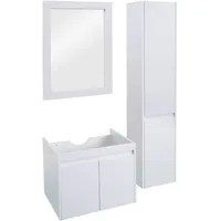 Mendler Badezimmerset HWC-L86, Waschtisch Wandspiegel Hängeschrank Badmöbel, Melaminbeschichtet ~
