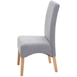 Mendler 2er-Set Esszimmerstuhl Latina, Küchenstuhl Stuhl, Stoff/Textil FSC®-zertifiziert ~ hellgrau, helle Beine