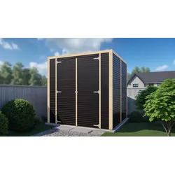 Gerätehaus BERTILO "Box 3, in verschiedenen Farben", schwarz, Holz, Gerätehäuser, Hohe Doppeltür, hohe Wände – mehr Raum