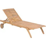 Beliani Gartenliege Heller Holzfarbton 195x61x80