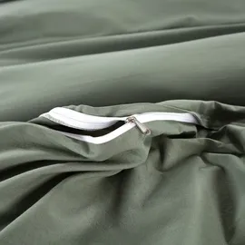 Wometo Bettwäsche Renforce Stone-Washed 155x220 & 80x80 100% Baumwolle - grün OEKO-TEX weich modern Used-Look Leinen-Optik