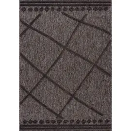 Carpet City Teppich CARPET CITY "In-& Outdoorteppich Santorini 58578, 3D-Effekt, Raute-Optik", grau (anthrazit), B:120cm H:5mm L:170cm, Polypropylen (PP), Teppiche, Teppich, Wetterfest & UV-beständig für Terrasse, Balkon, Küche, Flur