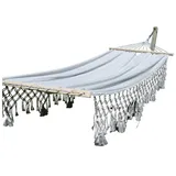 HOPLO Single Stabhängematte Canvas HSM-W314 mit Fransen-Borte, Spreizstab 100cm