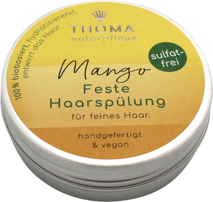 Feste Haarspülung für feines Haar – Mango, THOMA Naturseifen-Manufaktur, handgefertigt & vegan, Aludose