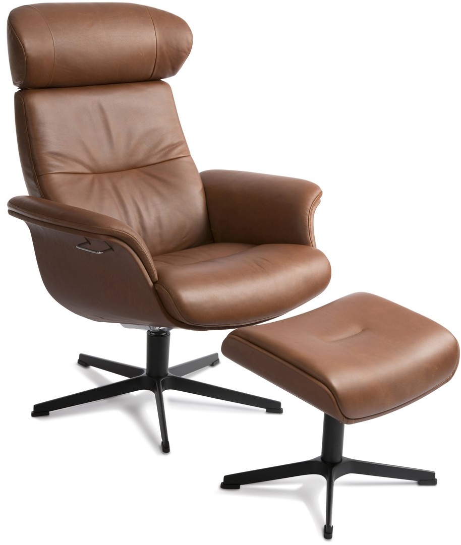 CONFORM Sessel Timeout Relaxsessel mit Hocker - Western Cognac