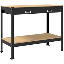 vidaXL Werkbänke mit Schubladen Schwarz 81 x 41 x 145 cm Holzwerkstoff