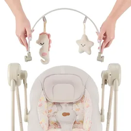 Kinderkraft elektrische Babywippe SWINGEE – 5 Schaukelstufen – Timer – Musik – verstellbar & faltbar – nur 3,7 kg – Beige - Beige