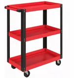 HOMCOM Werkstattwagen mit 3 Etagen, Werkzeugwagen leer, Transportwagen mit seitlicher Griff, 4 Rollen, bis 120 kg Tragkraft, Metall, 70,5 x 35 x 82,5 cm, Rot   Aosom