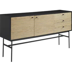 Sideboard SALESFEVER, beige (natur), B:160cm H:85cm T:40cm, MDF, Furnier, Metall, Sideboards, Kommode im Scandi Design