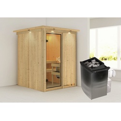 KARIBU Sauna »Tallinn«, inkl. 9 kW Saunaofen mit integrierter Steuerung, für 3 Personen - beige
