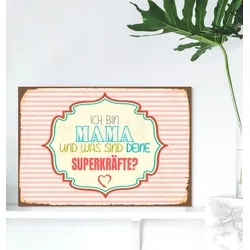 Metallbild QUEENCE "Superkraft", bunt (farbe bild(er): bunt), B:45cm H:30cm, Stahl, Metall, Bilder, Stahlschilder