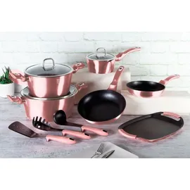 Berlinger Haus Irose Topf-Set 9-tlg. 3 x Kochtopf + 2 x Bratpfanne + 3 x Küchenutensilien + Grillplatte