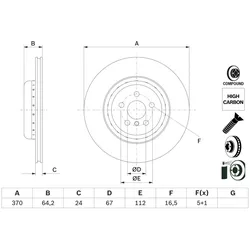 Bremsscheibe BOSCH 0 986 479 G99 hinten, belüftet, hochkarbonisiert, 1 Stück