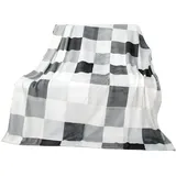 Bestlivings Flanell Kuscheldecke Soft Touch 130 x 170 Bella Casa Hellgrau Karo