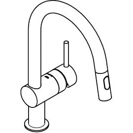 Grohe Minta Einhand-Spültischbatterie, C-Auslauf, mit herausziehbarer Spülbrause, 32321GN2