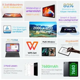 Blackview Tab 16 11.0'' 256 GB Wi-Fi + LTE grau