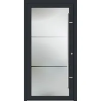 PREMIUM Aluminium-Glas Haustür "LYDIA" 90 mm Vollglas flächenbündig Anthrazit RAL 7016 innen öffnend DIN rechts