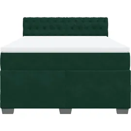 vidaXL Boxspringbett mit Matratze Dunkelgrün 160x200 cm Samt