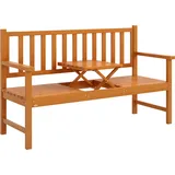 Gartenbank Holzbank Outdoor-bank, Ausklappbarer Tisch, Wetterbeständig, Massivholz, 153 Cm X 56 Cm X 91 Cm,  Hellbraun