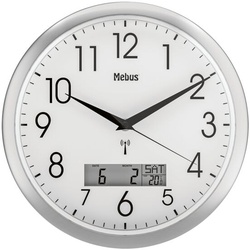 Mebus Funk-Wanduhr mit Datums- und Temperaturanzeige 19422 Ø 30 cm