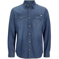 JACK & JONES Jeanshemd Heridan Shirt in blauem Used-Optik-XS