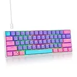 SOLIDEE mechanische gaming tastatur 60 prozent,61 Tasten kompakte mechanische tastatur RGB Hintergrundbeleuchtung,60% prozent tastatur mechanisch QWERTY,Roter Schalter für Win/Mac PC Laptop(61 Purple)