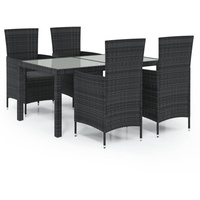 vidaXL Polyrattan Garten-Essgruppe 5-tlg. schwarz inkl. Auflagen 3094867