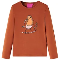 vidaXL Kinder-Langarmshirt mit Vogel-Aufdruck Pullover Sweatshirt T-Shirt Cognac 128 - 128
