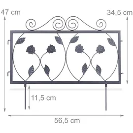 Relaxdays Beetzaun Metall GOTH, 16tlg. silber