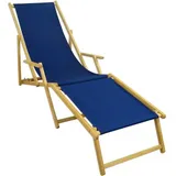 Erst-Holz Liegestuhl blau Sonnenliege Gartenliege Fußteil Deckchair Strandstuhl Buche klappbar 10-307NF
