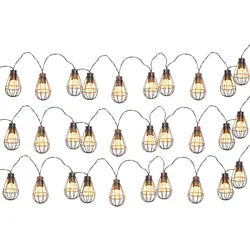 30x LEDs Solar Lichterkette Aussen Solarlampe Garten Dekoration Retro Stil, Metall rost, LED warmweiß, L 200 cm