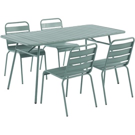 MYLIA Garten-Essgruppe: Tisch L. 160 cm + 4 Stühle - Metall - Grün - MIRMANDE von MYLIA
