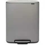 Brabantia BO Treteimer Mülleimer, Stahl, Mineral Concrete Grey, 60L