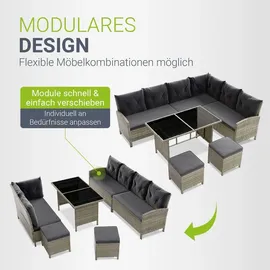 Juskys Manacor Polyrattan Lounge-Set grau meliert inkl. Abdeckung