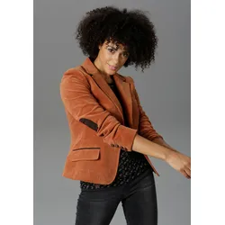 Jackenblazer, mit Stoff-Einfassungen und Ärmelpatches, Gr. 34, zimt, , 51526829-34
