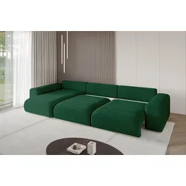 altdecor Ecksofa Cord mit Schlaffunktion 2-Sitzer Grün