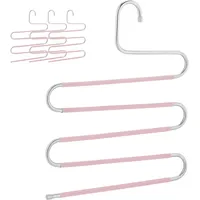 Relaxdays Mehrfach Hosenbügel, 4er Set, S-Form, 5 Stangen, rutschfest,
