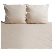 Wolkenfeld Biber Bettwäsche 135x200 Fein Flanell – 2-teilige aus 100% Baumwolle – Winter Bettwäsche 135x200 Baumwolle+80x80 – Warm und Atmungsaktiv – Oeko-TEX Zertifiziert, Made in Germany, Beige