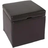 Mendler Sitzwürfel Aufbewahrungsbox mit Deckel Leder + Kunstleder 45 x 44 x 44 cm Braun