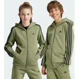 Adidas Essentials 3-Streifen Fleece Kapuzenjacke Tent Green / Black 152