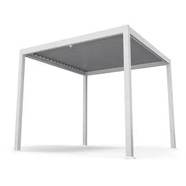 Blumfeldt LuminaHaven Pavillon 3x3 m verzinktes Lamellen-Stahldach schützt vor Sonne, Regen und Wind Weiß