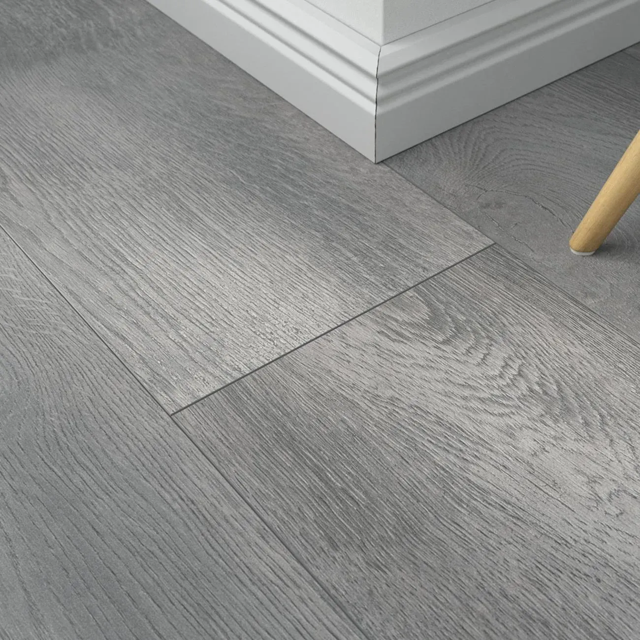 Laminat Manu Oak platin – inkl. Dämmung & Fußleisten