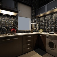 Fliesenaufkleber für Boden/Wand, für zum Abziehen und Aufkleben, Fliesenaufkleber für Küche, Badezimmer, 20 x 20 cm x 10 Stück, schwarz metallisch gemischte Mosaik-Fliesenaufkleber